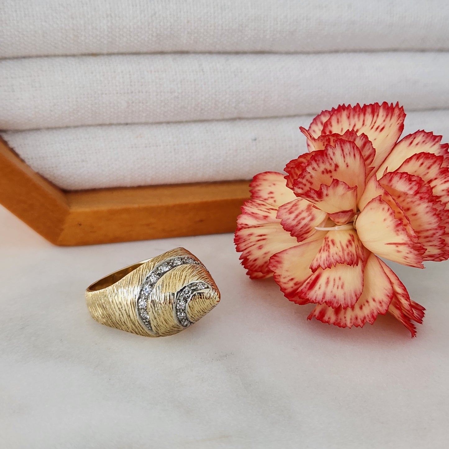 Gold Cone Ring with Diamonds