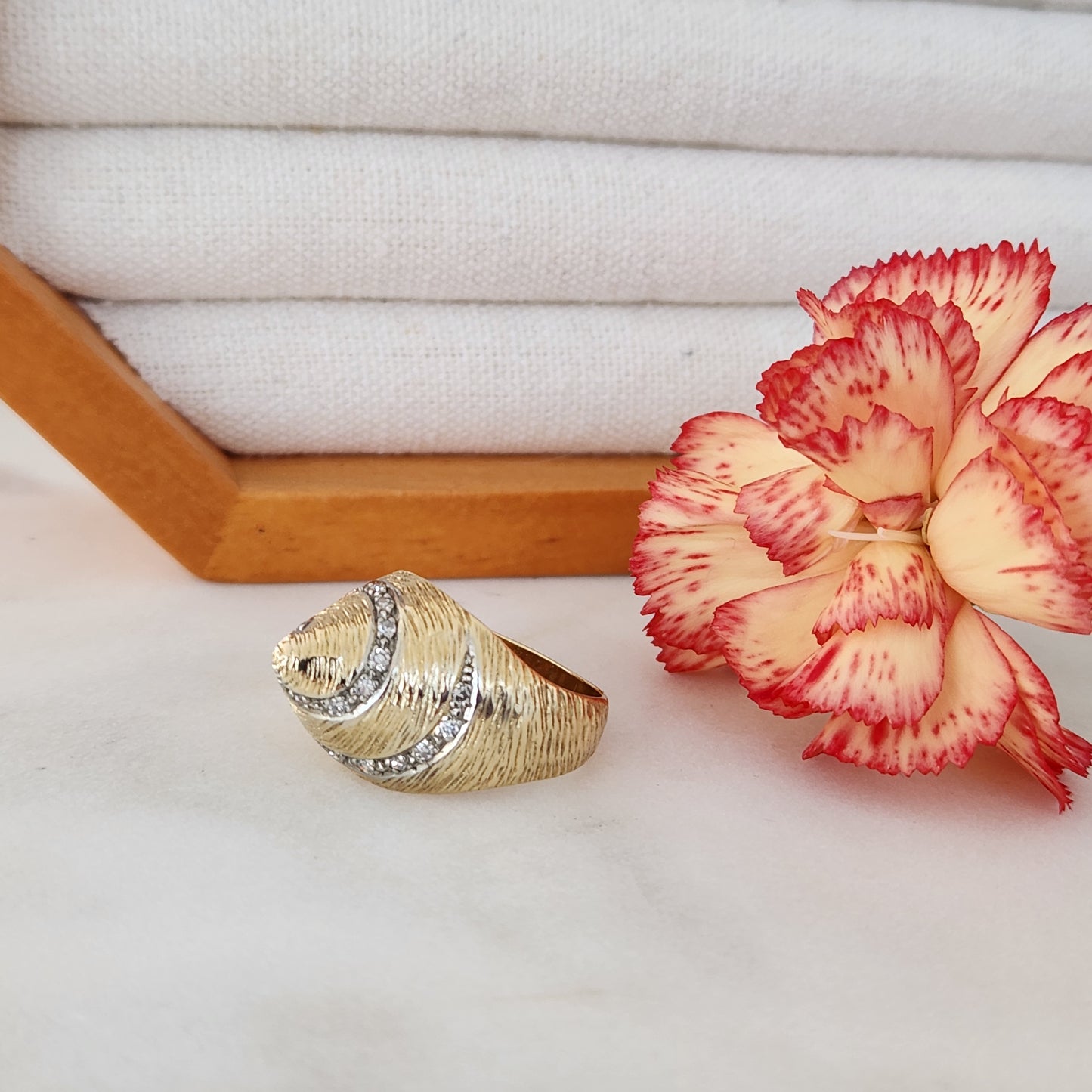 Gold Cone Ring with Diamonds