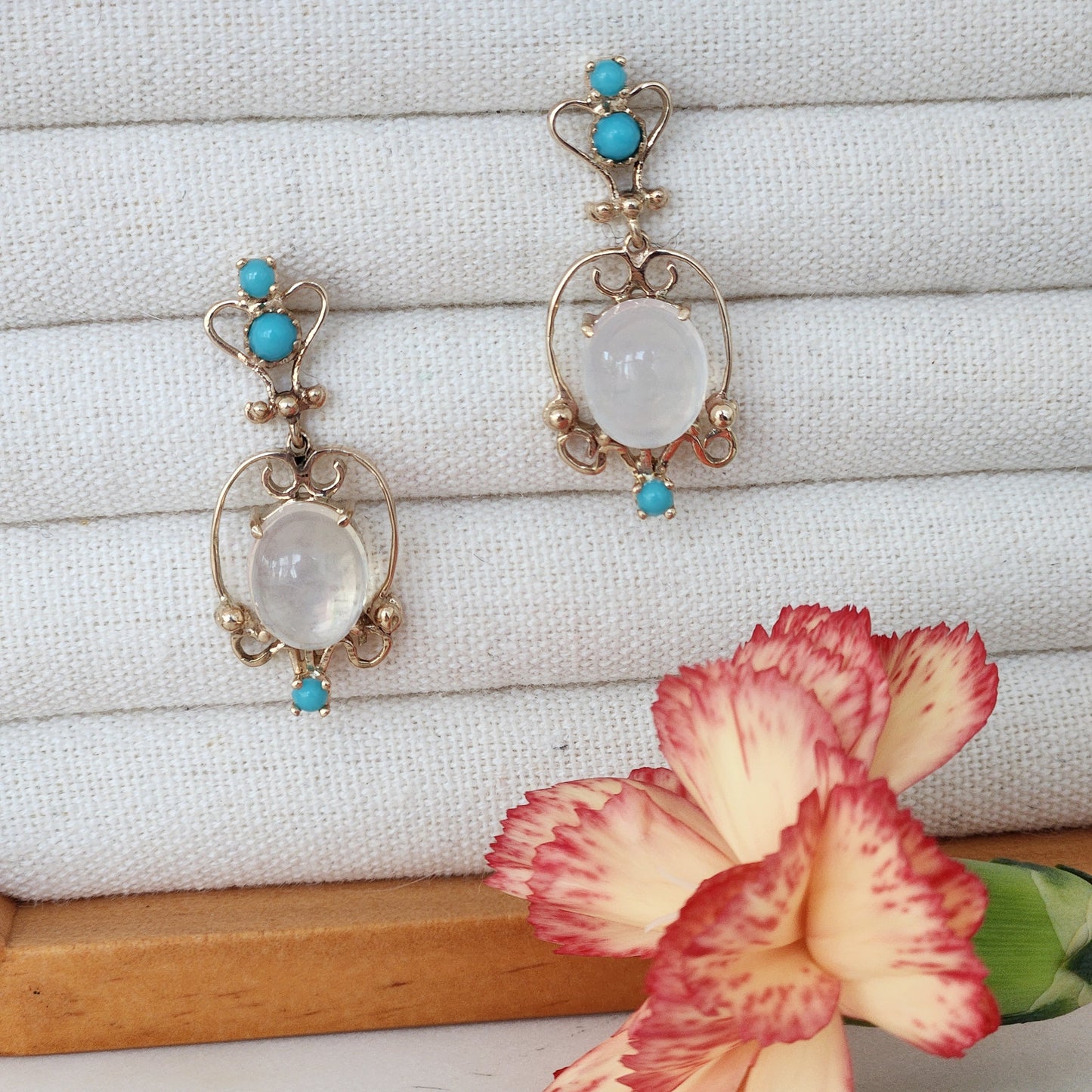 Bohemian Imitation Turquoise and Moonstone