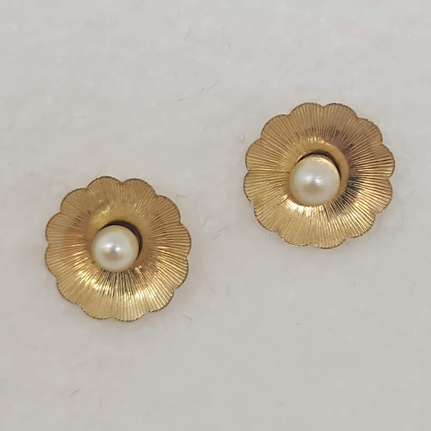 Gold & Pearl Poppy Stud Earrings