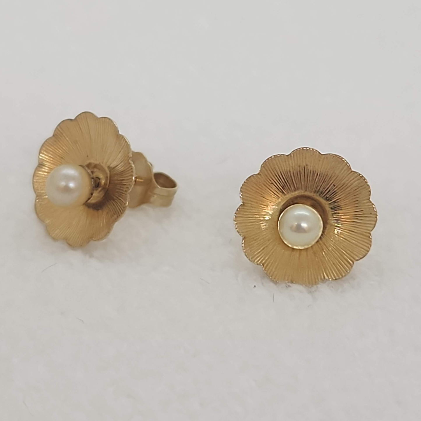 Gold & Pearl Poppy Stud Earrings