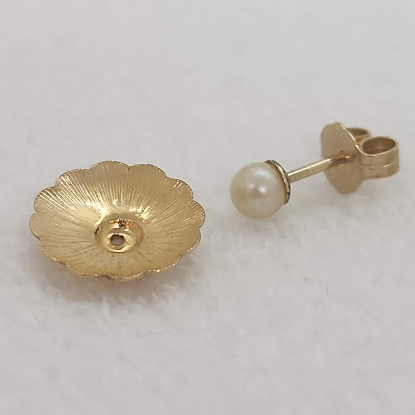 Gold & Pearl Poppy Stud Earrings