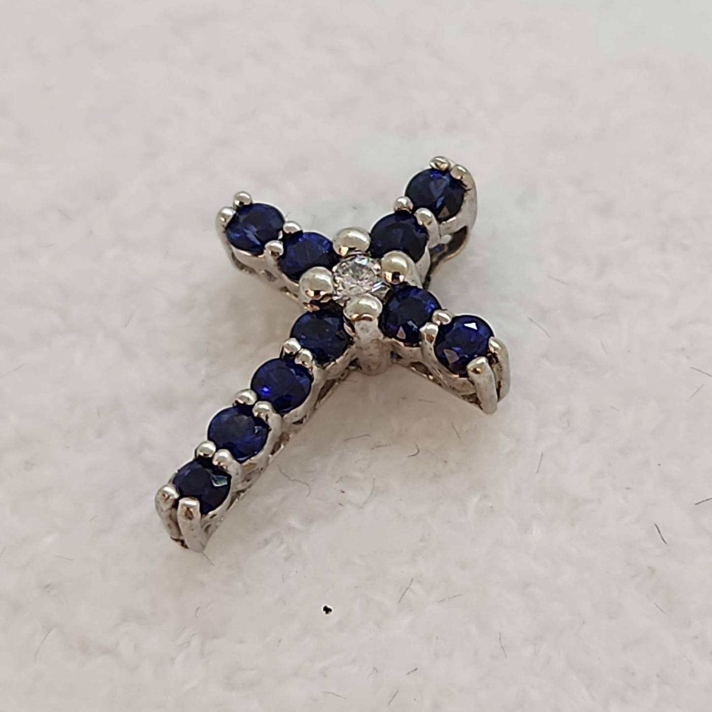 Sapphire and Diamond Cross Pendant