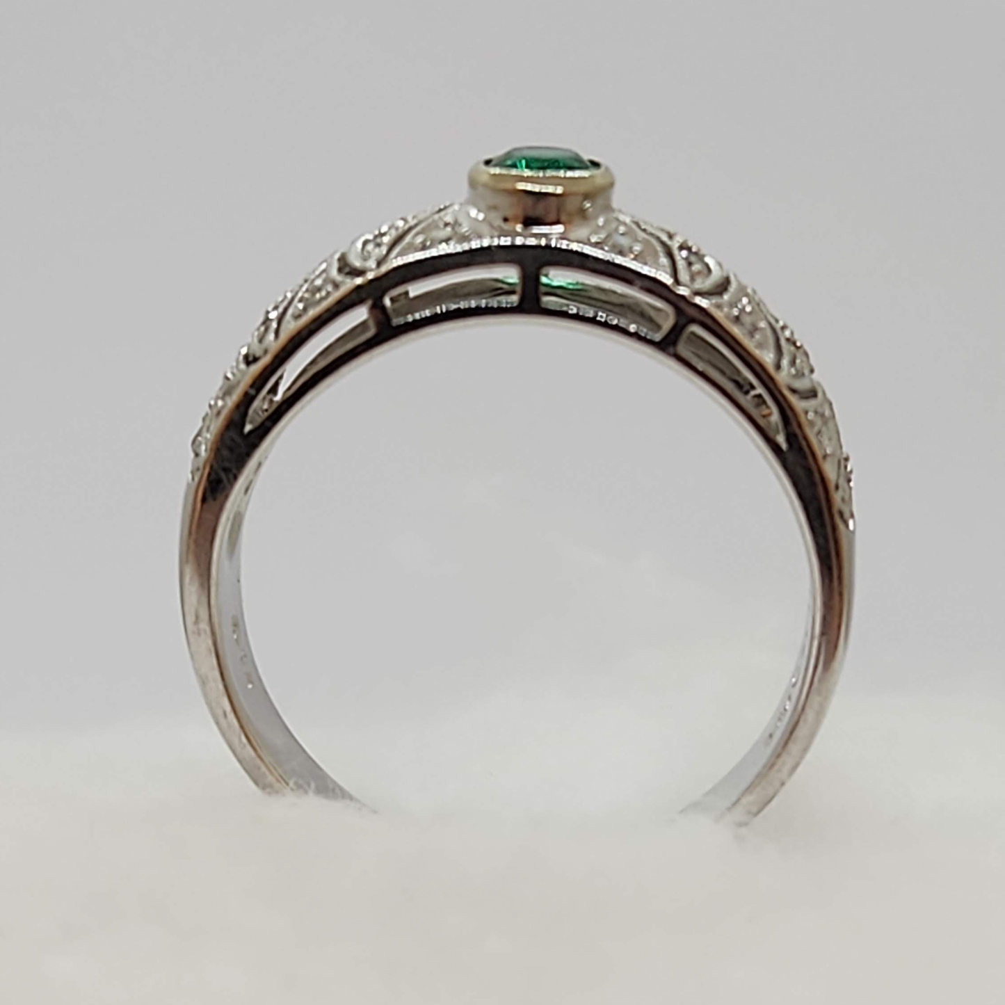 Emerald and Diamond White Gold Ring