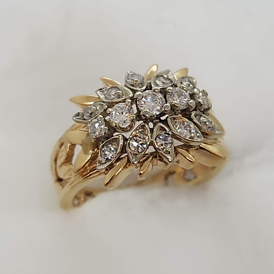 Floral Diamond Cluster Ring