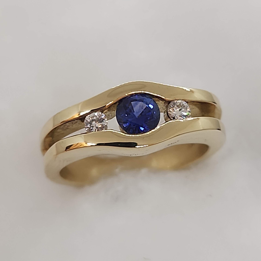 Sapphire and Diamond Channel Ring