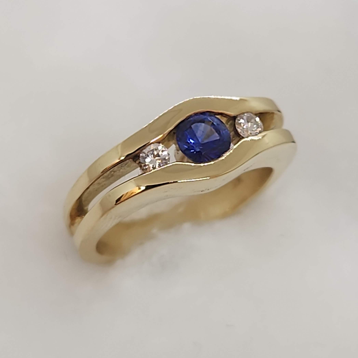 Sapphire and Diamond Channel Ring