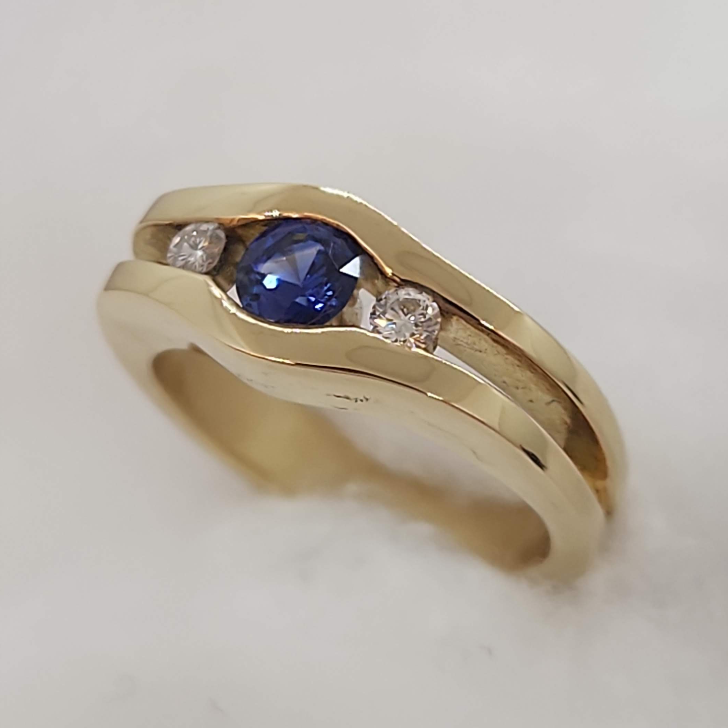 Sapphire and Diamond Channel Ring