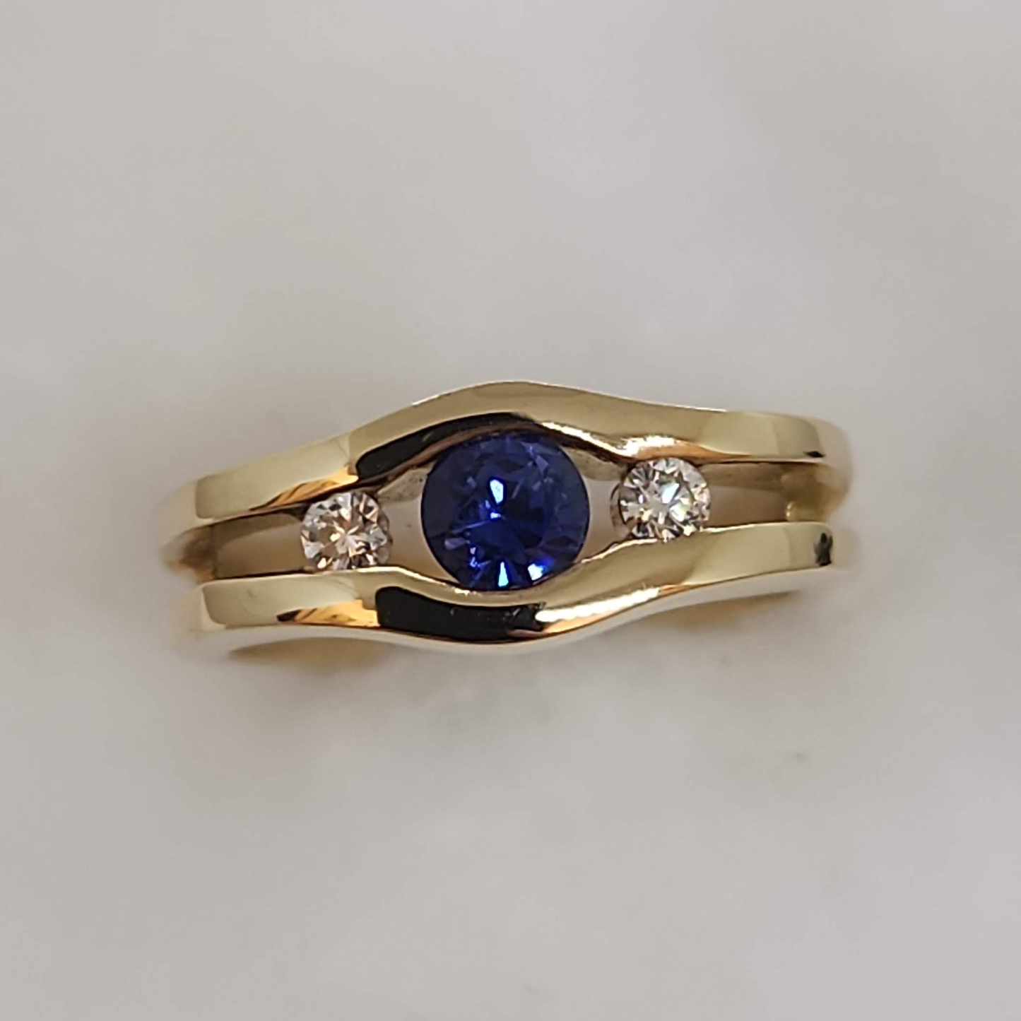 Sapphire and Diamond Channel Ring