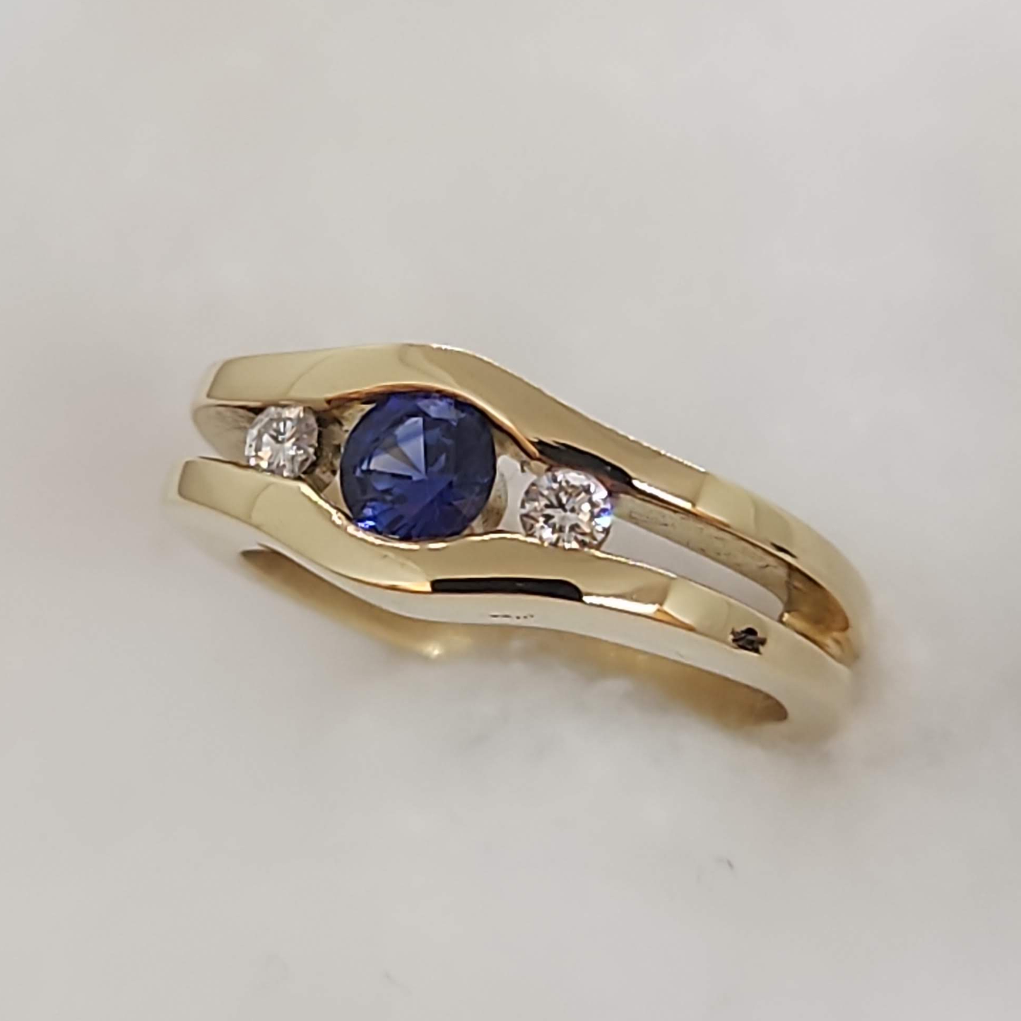 Sapphire and Diamond Channel Ring