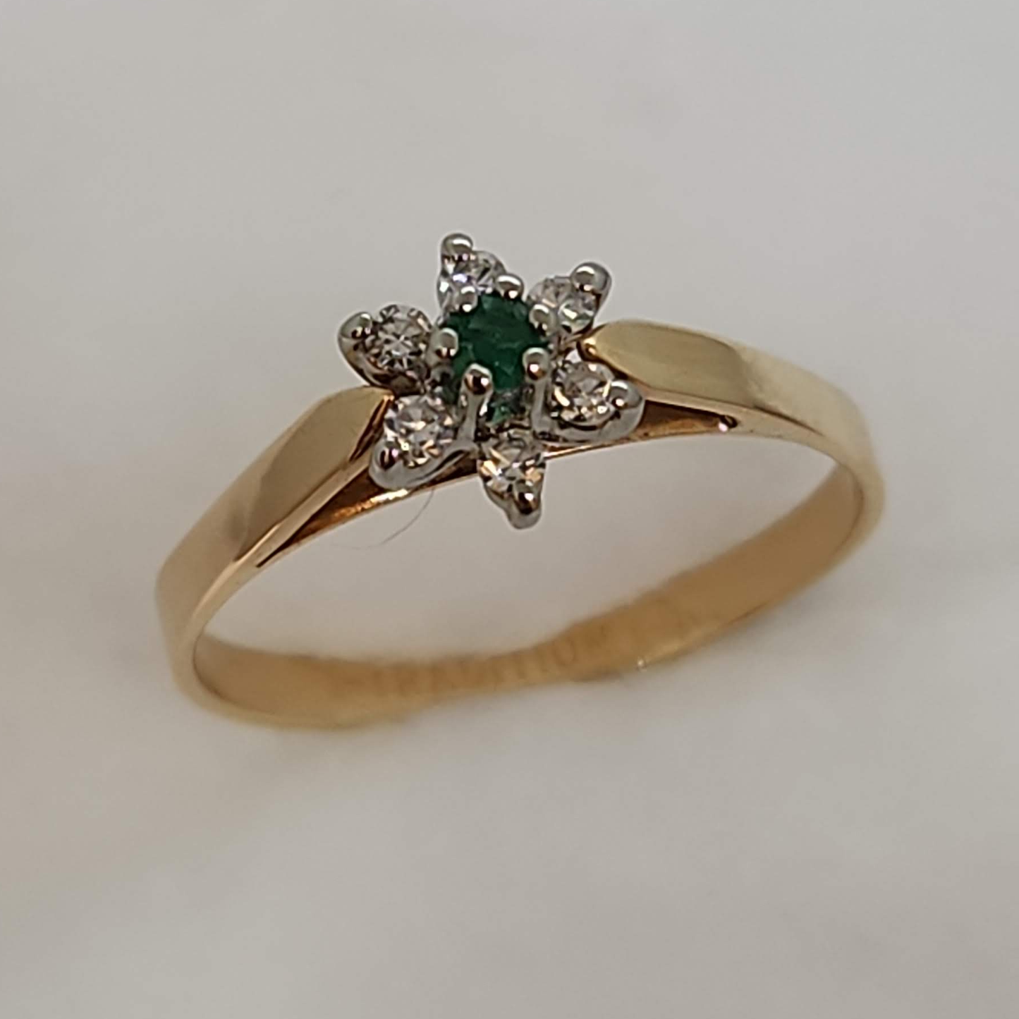 Emerald and Diamond Cluster Ring