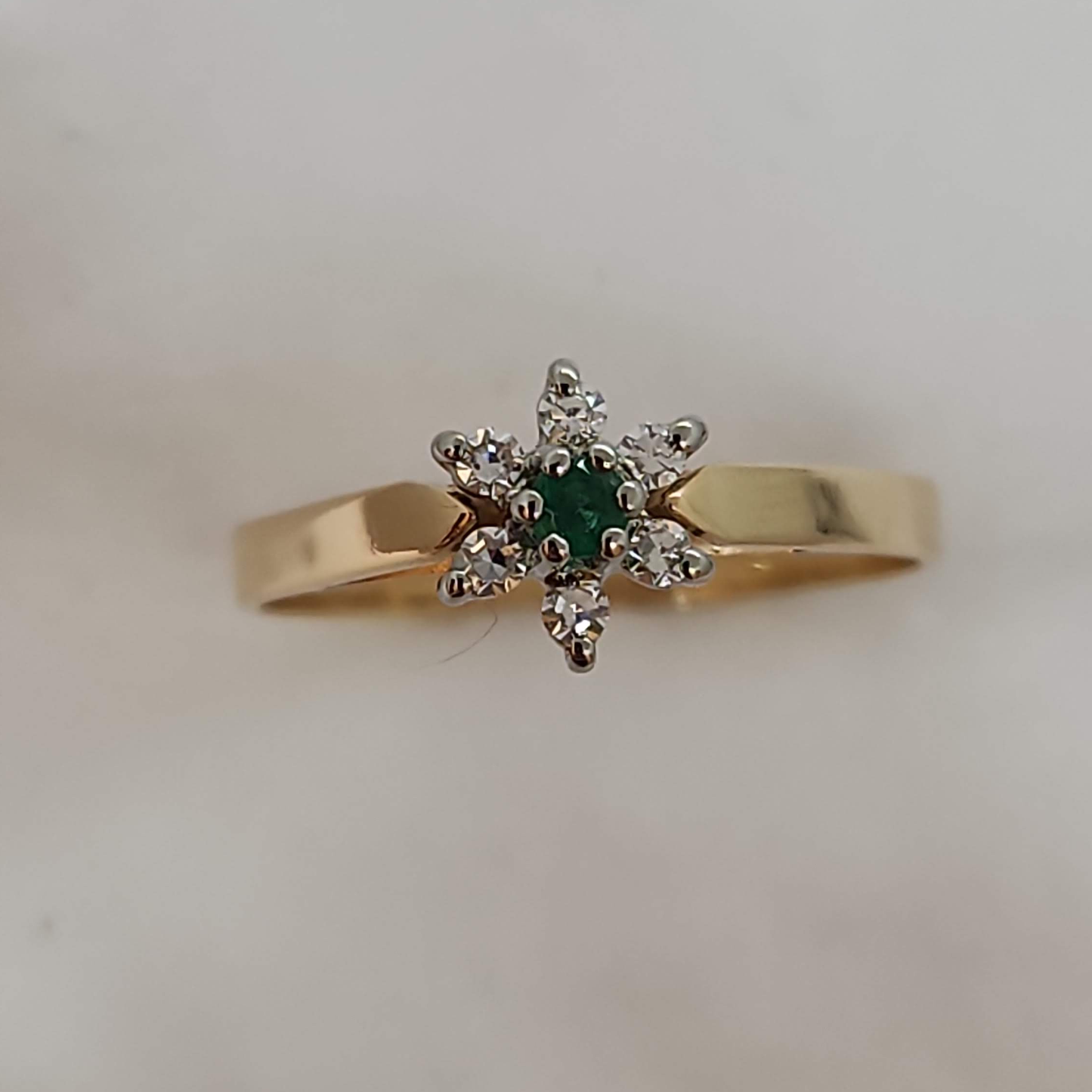 Emerald and Diamond Cluster Ring