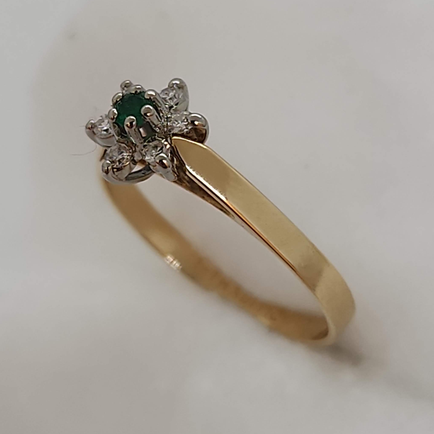 Emerald and Diamond Cluster Ring